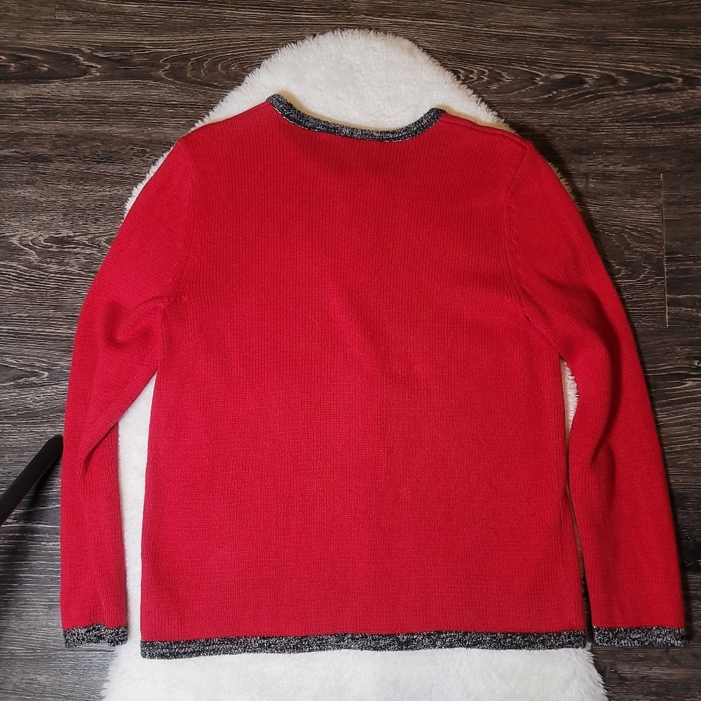 Vintage Ramie And Cotton Festive Scotties Christmas Zip-up Cardigan In Red Sz S - Picture 2 of 6